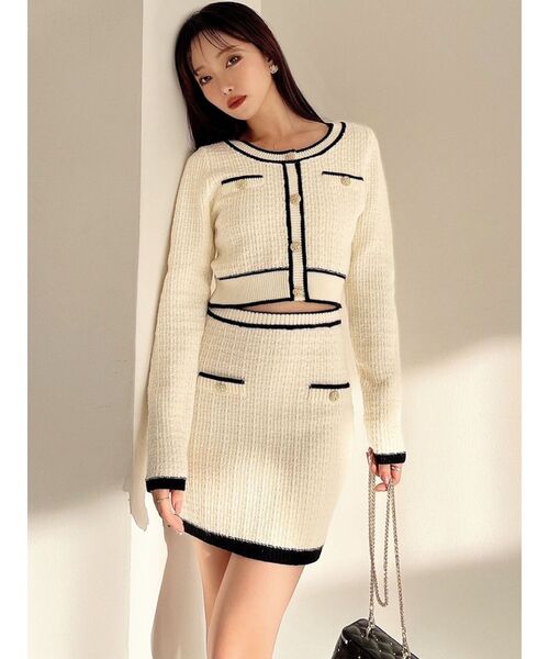 RESEXXY（リゼクシー）の「ツイードニットバイカラースカート【セットアップ着用可能】（スカート・レディース・ブラック/ブルー/ホワイト・FREE）」の13枚目の写真