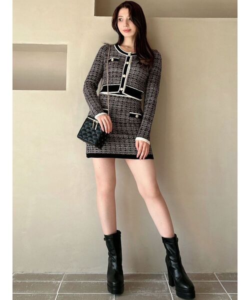 RESEXXY（リゼクシー）の「ツイードニットバイカラースカート【セットアップ着用可能】（スカート・レディース・ブラック/ブルー/ホワイト・FREE）」の20枚目の写真