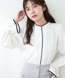 【WEB限定】配色パイピングタックブラウス