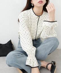 【WEB限定】配色パイピングタックブラウス