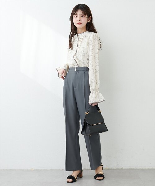 natural couture（ナチュラルクチュール）の「【WEB限定】配色パイピングタックブラウス（シャツ/ブラウス・レディース・ベージュ/ミント/その他1/ドット/オフホワイト/チャコールグレー・FREE）」の10枚目の写真
