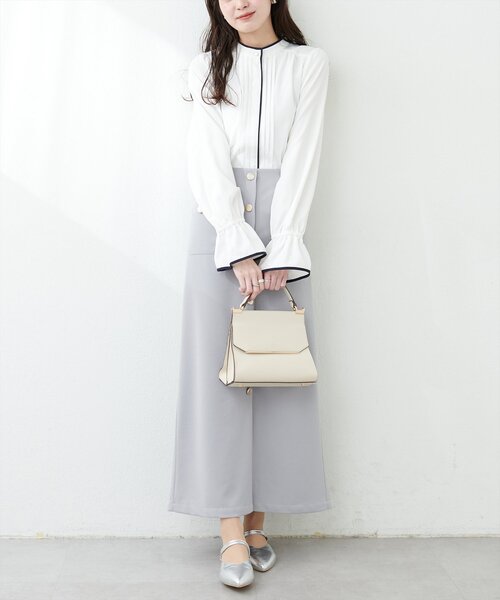 natural couture（ナチュラルクチュール）の「【WEB限定】配色パイピングタックブラウス（シャツ/ブラウス・レディース・ベージュ/ミント/その他1/ドット/オフホワイト/チャコールグレー・FREE）」の15枚目の写真