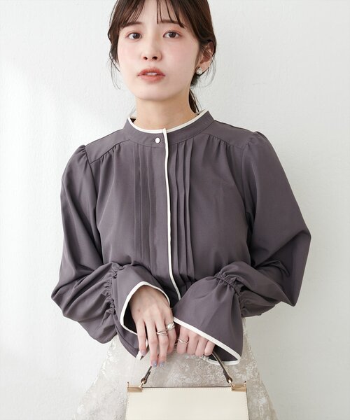 natural couture（ナチュラルクチュール）の「【WEB限定】配色パイピングタックブラウス（シャツ/ブラウス・レディース・ベージュ/ミント/その他1/ドット/オフホワイト/チャコールグレー・FREE）」の19枚目の写真