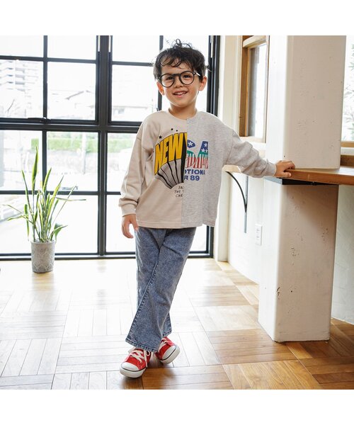 BREEZE（ブリーズ）の「【ジュニア対応】リメイク風ドッキングTシャツ（Tシャツ/カットソー・キッズ・グレー/チャコール・90/100/110/120/80/130/140）」の3枚目の写真