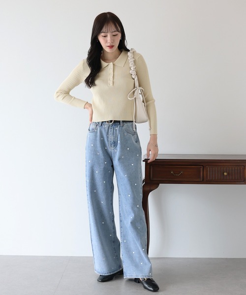 BLUEEAST（ブルーイースト）の「ポロ衿リブニット（ニット/セーター・レディース・レッド/グレー/ブラック/ベージュ・MEDIUM）」の21枚目の写真