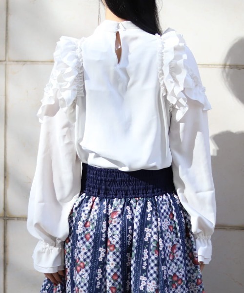 axes femme（アクシーズファム）の「リボン付フリルデザインブラウス（シャツ/ブラウス・レディース・ブラック/ピンク/キナリ・FREE）」の8枚目の写真