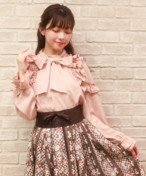 axes femme（アクシーズファム）の「リボン付フリルデザインブラウス（シャツ/ブラウス・レディース・ブラック/ピンク/キナリ・FREE）」の11枚目の写真