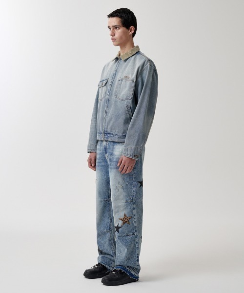 MAHAGRID（マハグリッド）の「『mahagrid/マハグリッド』DUNGAREE DENIM JACKET/ダンガリーデニム JKT（デニムジャケット・レディース・ブルー/ブラック・L/M）」の4枚目の写真
