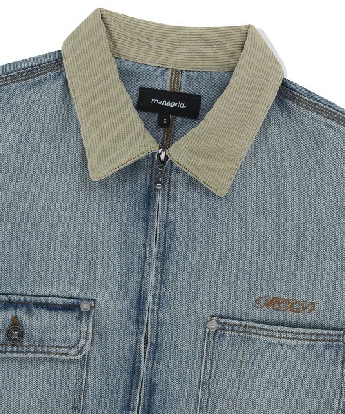 MAHAGRID（マハグリッド）の「『mahagrid/マハグリッド』DUNGAREE DENIM JACKET/ダンガリーデニム JKT（デニムジャケット・レディース・ブルー/ブラック・L/M）」の10枚目の写真