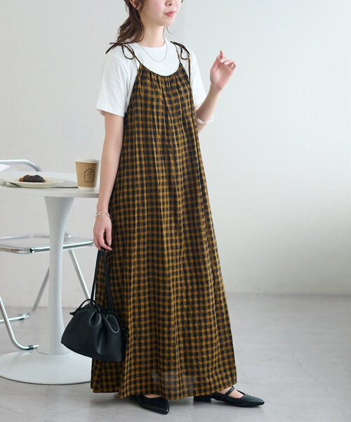 DISCOAT（ディスコート）の「ギンガムキャミワンピース（ワンピース・レディース・ブラウン/ブルー・FREE）」の7枚目の写真