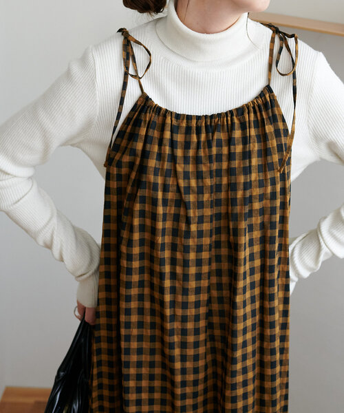 DISCOAT（ディスコート）の「ギンガムキャミワンピース（ワンピース・レディース・ブラウン/ブルー・FREE）」の13枚目の写真
