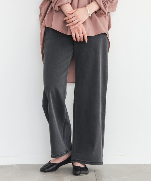 n'OrLABEL（ノアールレーベル）の「【機能素材】『フレキシンストレッチストレートワイドパンツ』（その他パンツ・レディース・カーキ/グレー/ベージュ/ライトベージュ/ブラック/ブラック系1/ブルー系1・LL/L/M/S/3L）」の2枚目の写真