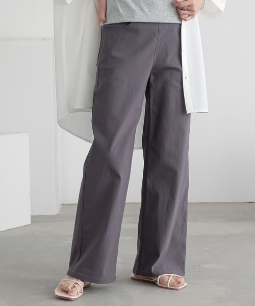 n'OrLABEL（ノアールレーベル）の「【機能素材】『フレキシンストレッチストレートワイドパンツ』（その他パンツ・レディース・カーキ/グレー/ベージュ/ライトベージュ/ブラック/ブラック系1/ブルー系1・LL/L/M/S/3L）」の3枚目の写真