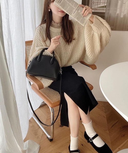 aquagarage（アクアガレージ）の「裏起毛ストレッチタイトスカート（スカート・レディース・グリーン/ブラック/ブラウン/アイボリー・L/M/S/LL/3L）」の18枚目の写真