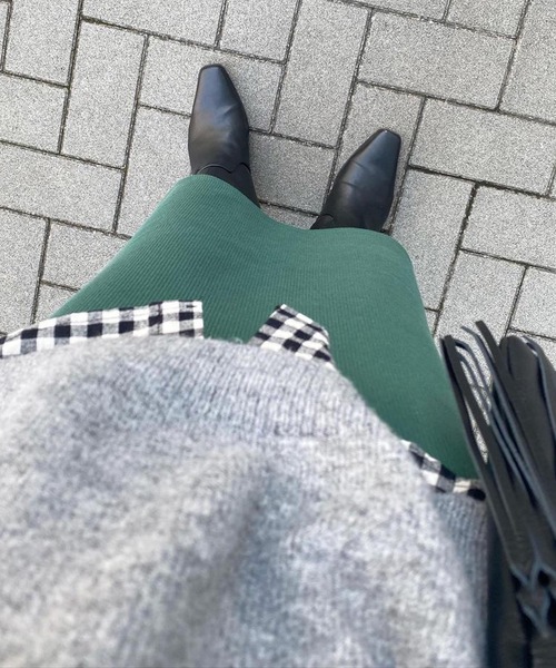 aquagarage（アクアガレージ）の「裏起毛ストレッチタイトスカート（スカート・レディース・グリーン/ブラック/ブラウン/アイボリー・L/M/S/LL/3L）」の14枚目の写真