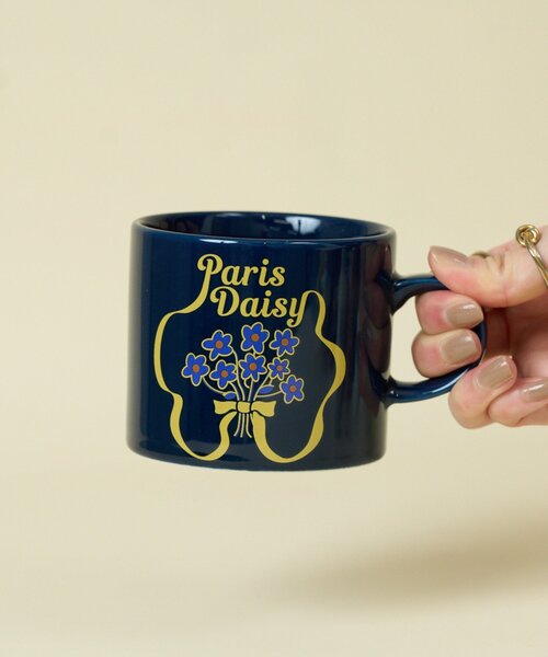 BIRTHDAY BAR（バースデイバー）の「Motif　flower mug（グラス/マグカップ/タンブラー・レディース・ネイビー/イエロー・0）」の1枚目の写真