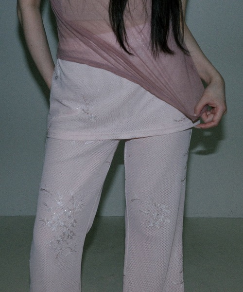 igi（イジ）の「LAYERDED SPANGLE PANTS / スパンコールスカート