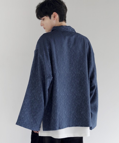 その他ブランド / YORKE/長袖シャツ/L/ウール/CML リラクシングワイドフレアアームジャガードロングスリーブシャツ