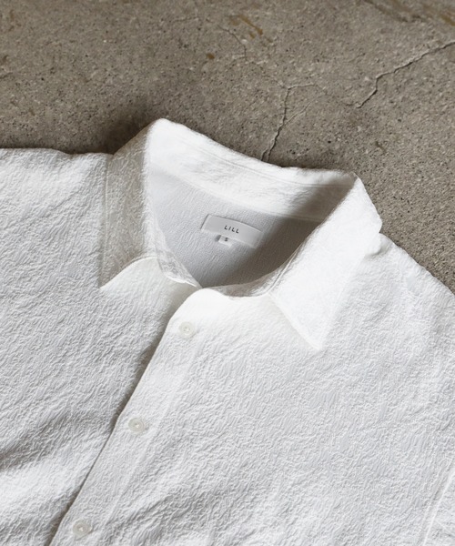 LILL（リル）の「リラクシングワイドフレアアームジャガードロングスリーブシャツ（シャツ/ブラウス・メンズ・ブラック/ホワイト/ブルーグレー/ワイン/チャコールグレー/ライトグレー・S/M/L/XL）」の12枚目の写真