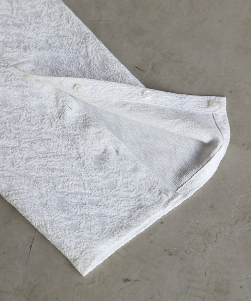 LILL（リル）の「リラクシングワイドフレアアームジャガードロングスリーブシャツ（シャツ/ブラウス・メンズ・ブラック/ホワイト/ブルーグレー/ワイン/チャコールグレー/ライトグレー・S/M/L/XL）」の13枚目の写真