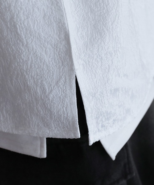 LILL（リル）の「リラクシングワイドフレアアームジャガードロングスリーブシャツ（シャツ/ブラウス・メンズ・ブラック/ホワイト/ブルーグレー/ワイン/チャコールグレー/ライトグレー・S/M/L/XL）」の15枚目の写真