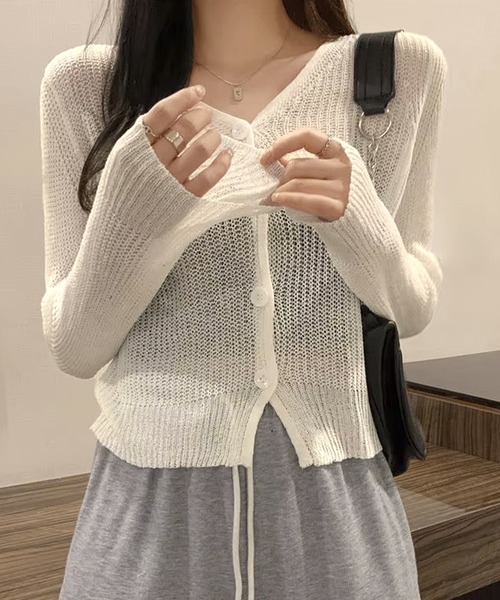 透かし編み サマーカーディガン クロップド丈（カーディガン