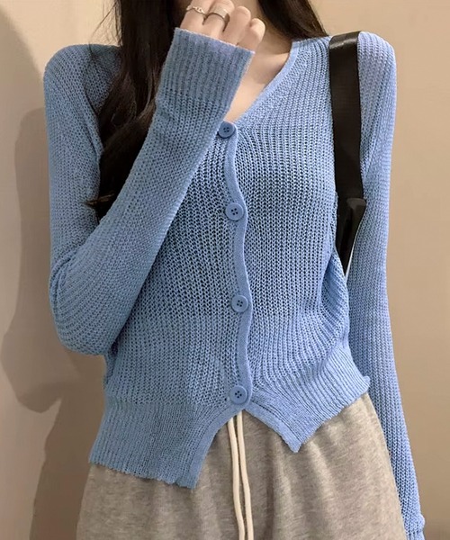 ALTROSE(アルトローズ)の「透かし編み サマーカーディガン クロップド丈(カーディガン/ボレロ・レディース・ブルー/ホワイト×ブラック/アイボリー/パープル・FREE)」の17枚目の写真