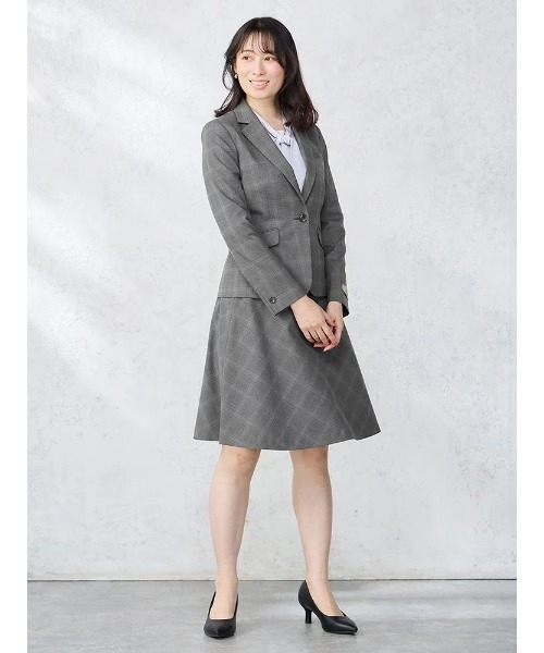 Perfect Suit FActory（パーフェクトスーツファクトリー）の「デレガントスーツ　ジャケット　グレンチェック柄　グレー/ネイビー（スーツジャケット・レディース・グレー/ネイビー・9号/11号/7号）」の4枚目の写真