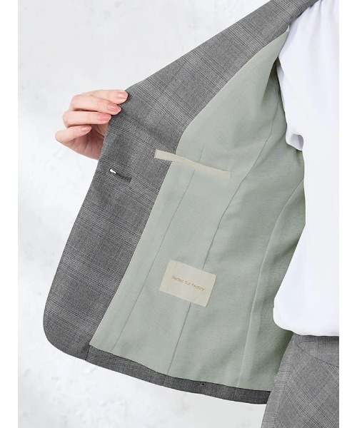 Perfect Suit FActory（パーフェクトスーツファクトリー）の「デレガントスーツ　ジャケット　グレンチェック柄　グレー/ネイビー（スーツジャケット・レディース・グレー/ネイビー・9号/11号/7号）」の13枚目の写真