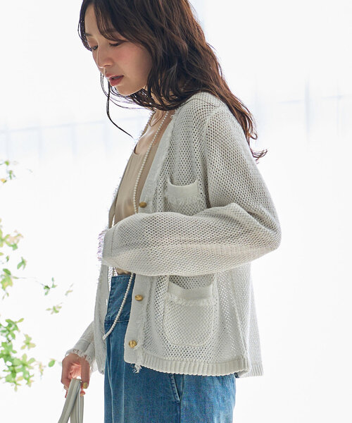 La boutique BonBon(ラブティックボンボン)の「【名品・着回し最強】綿麻ラメバスケットニットカーディガン(カーディガン/ボレロ・レディース・ライトグレー/オフホワイト/サックスブルー・FREE)」の21枚目の写真