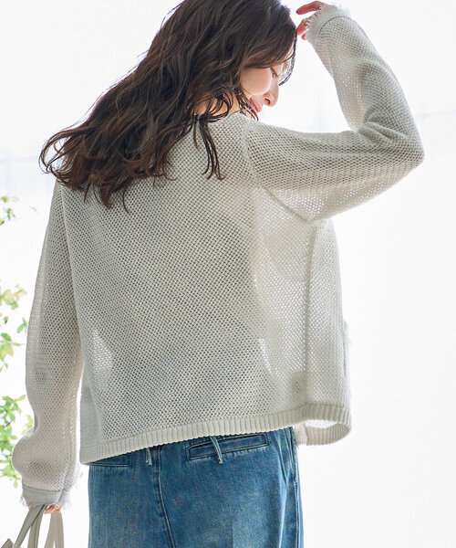 La boutique BonBon(ラブティックボンボン)の「【名品・着回し最強】綿麻ラメバスケットニットカーディガン(カーディガン/ボレロ・レディース・ライトグレー/オフホワイト/サックスブルー・FREE)」の22枚目の写真