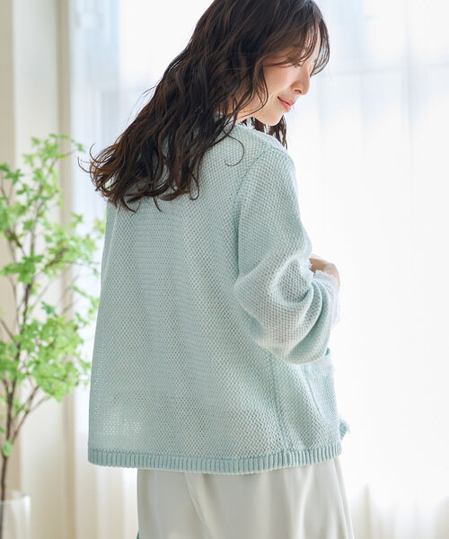 La boutique BonBon(ラブティックボンボン)の「【名品・着回し最強】綿麻ラメバスケットニットカーディガン(カーディガン/ボレロ・レディース・ライトグレー/オフホワイト/サックスブルー・FREE)」の14枚目の写真