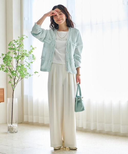 La boutique BonBon(ラブティックボンボン)の「【名品・着回し最強】綿麻ラメバスケットニットカーディガン(カーディガン/ボレロ・レディース・ライトグレー/オフホワイト/サックスブルー・FREE)」の15枚目の写真