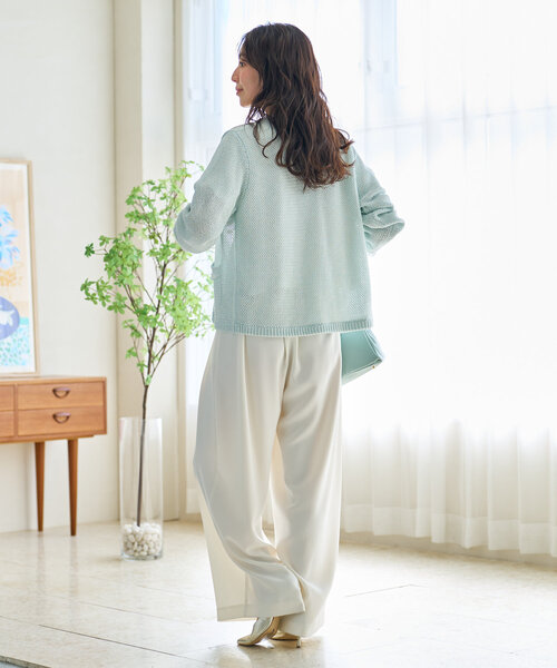 La boutique BonBon(ラブティックボンボン)の「【名品・着回し最強】綿麻ラメバスケットニットカーディガン(カーディガン/ボレロ・レディース・ライトグレー/オフホワイト/サックスブルー・FREE)」の17枚目の写真
