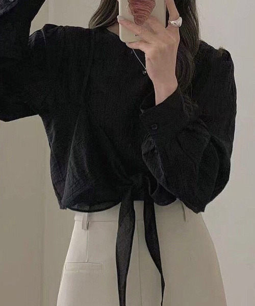 VIVID LADY(ビビッドレディー)の「2way Ribbon Camisole Blouse SET / 2点セットリボンキャミソール ブラウス(シャツ/ブラウス・レディース・アイボリー/ブラック/ライトブルー/ピンク・FREE)」の3枚目の写真