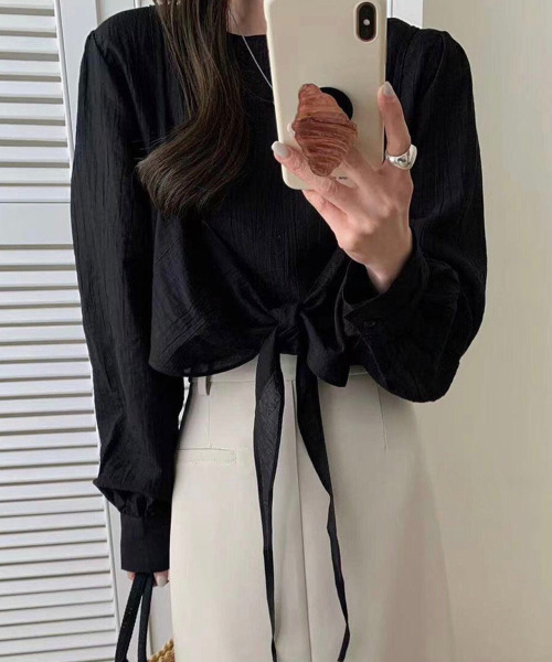 VIVID LADY(ビビッドレディー)の「2way Ribbon Camisole Blouse SET / 2点セットリボンキャミソール ブラウス(シャツ/ブラウス・レディース・アイボリー/ブラック/ライトブルー/ピンク・FREE)」の5枚目の写真