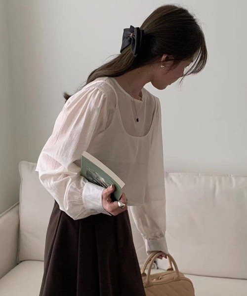 VIVID LADY(ビビッドレディー)の「2way Ribbon Camisole Blouse SET / 2点セットリボンキャミソール ブラウス(シャツ/ブラウス・レディース・アイボリー/ブラック/ライトブルー/ピンク・FREE)」の11枚目の写真