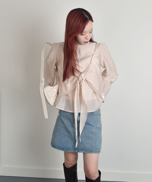 VIVID LADY(ビビッドレディー)の「2way Ribbon Camisole Blouse SET / 2点セットリボンキャミソール ブラウス(シャツ/ブラウス・レディース・アイボリー/ブラック/ライトブルー/ピンク・FREE)」の15枚目の写真