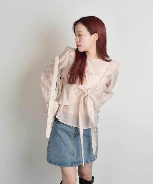 VIVID LADY(ビビッドレディー)の「2way Ribbon Camisole Blouse SET / 2点セットリボンキャミソール ブラウス(シャツ/ブラウス・レディース・アイボリー/ブラック/ライトブルー/ピンク・FREE)」の16枚目の写真