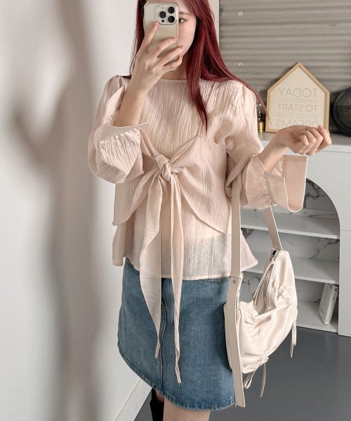 VIVID LADY(ビビッドレディー)の「2way Ribbon Camisole Blouse SET / 2点セットリボンキャミソール ブラウス(シャツ/ブラウス・レディース・アイボリー/ブラック/ライトブルー/ピンク・FREE)」の21枚目の写真