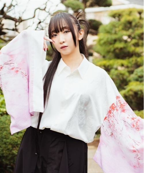 REZEN（リゼン）の「枝垂桜和袖シャツ（シャツ/ブラウス・メンズ・ピンク/アイボリー/レッドパープル・LARGE/MEDIUM）」の2枚目の写真