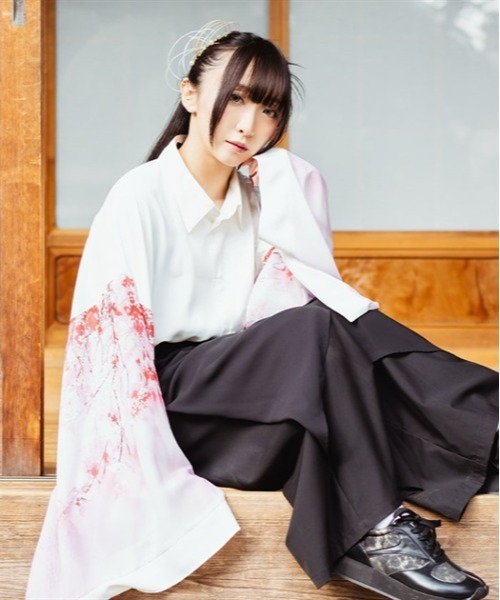 REZEN（リゼン）の「枝垂桜和袖シャツ（シャツ/ブラウス・メンズ・ピンク/アイボリー/レッドパープル・LARGE/MEDIUM）」の5枚目の写真