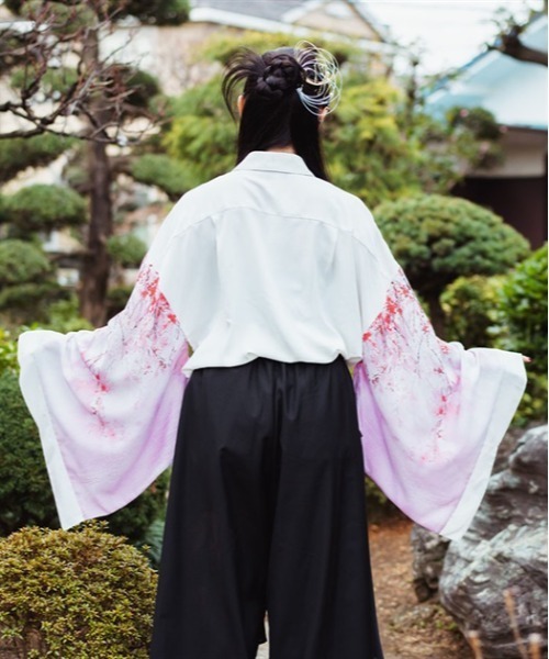 REZEN（リゼン）の「枝垂桜和袖シャツ（シャツ/ブラウス・メンズ・ピンク/アイボリー/レッドパープル・LARGE/MEDIUM）」の7枚目の写真