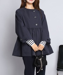 by LEGNA（バイレグナ）の「ペプラムシルエットコート ウエストギャザー×立体ペプラムデザイン（ノーカラーコート）」