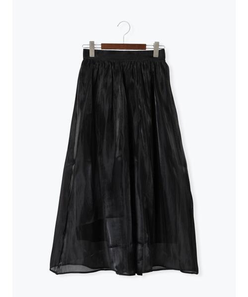 Te chichi TERRASSE（テチチテラス）の「【選べる着丈】オーロラサテンスカート（スカート・レディース・ブラック/ベージュ/ネイビー/グリーン・ﾌﾘｰ(M)/ﾌﾘｰ(L)）」の2枚目の写真