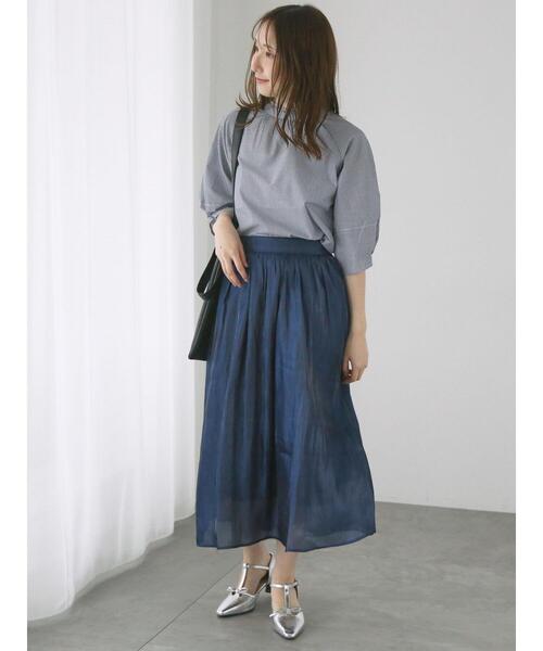 Te chichi TERRASSE（テチチテラス）の「【選べる着丈】オーロラサテンスカート（スカート・レディース・ブラック/ベージュ/ネイビー/グリーン・ﾌﾘｰ(M)/ﾌﾘｰ(L)）」の16枚目の写真