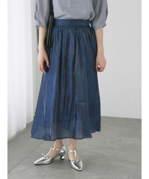 Te chichi TERRASSE（テチチテラス）の「【選べる着丈】オーロラサテンスカート（スカート・レディース・ブラック/ベージュ/ネイビー/グリーン・ﾌﾘｰ(M)/ﾌﾘｰ(L)）」の17枚目の写真