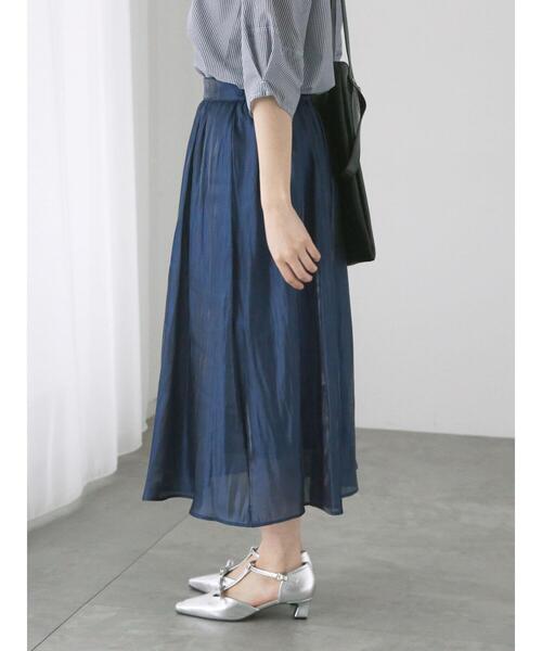 Te chichi TERRASSE（テチチテラス）の「【選べる着丈】オーロラサテンスカート（スカート・レディース・ブラック/ベージュ/ネイビー/グリーン・ﾌﾘｰ(M)/ﾌﾘｰ(L)）」の18枚目の写真