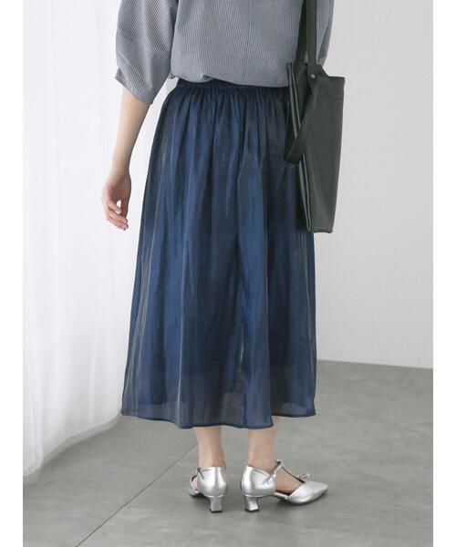 Te chichi TERRASSE（テチチテラス）の「【選べる着丈】オーロラサテンスカート（スカート・レディース・ブラック/ベージュ/ネイビー/グリーン・ﾌﾘｰ(M)/ﾌﾘｰ(L)）」の19枚目の写真