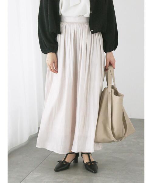 Te chichi TERRASSE（テチチテラス）の「【選べる着丈】オーロラサテンスカート（スカート・レディース・ブラック/ベージュ/ネイビー/グリーン・ﾌﾘｰ(M)/ﾌﾘｰ(L)）」の6枚目の写真